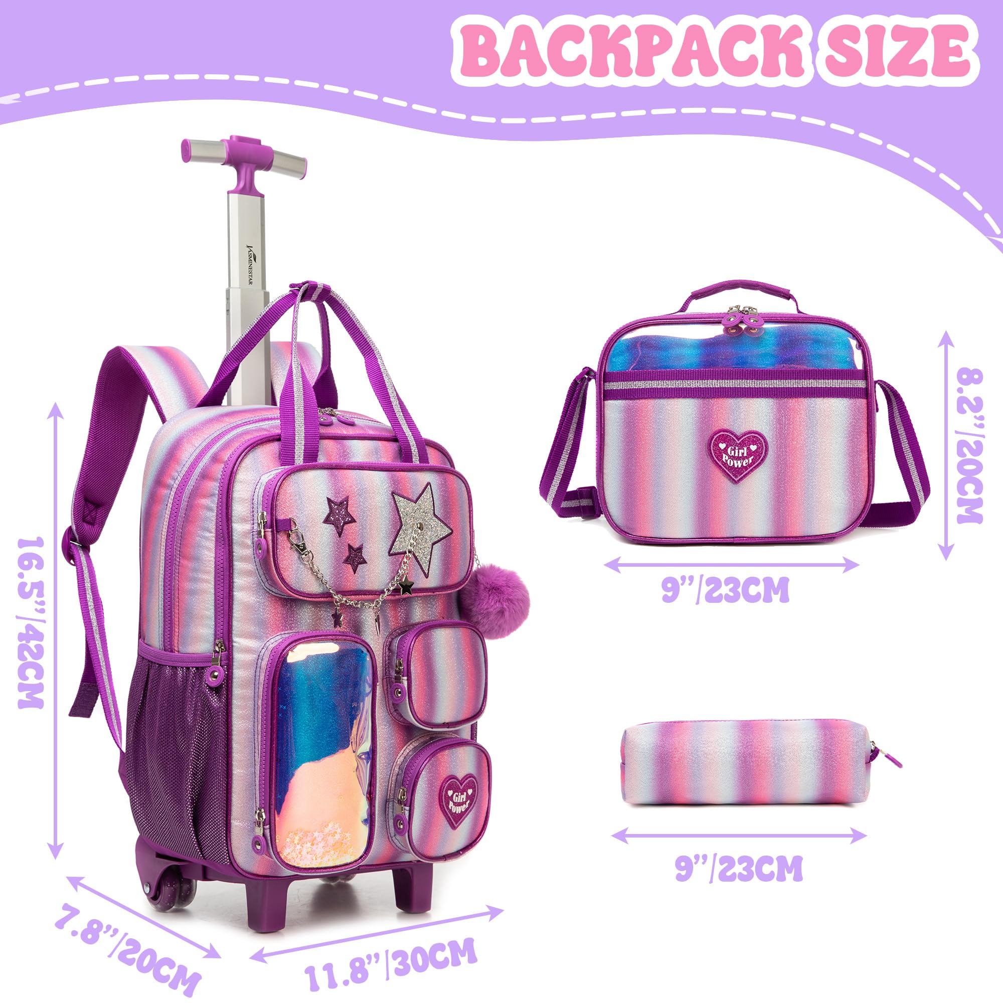 Mochila rodante para niñas y niños, mochila con ruedas, maleta de viaje