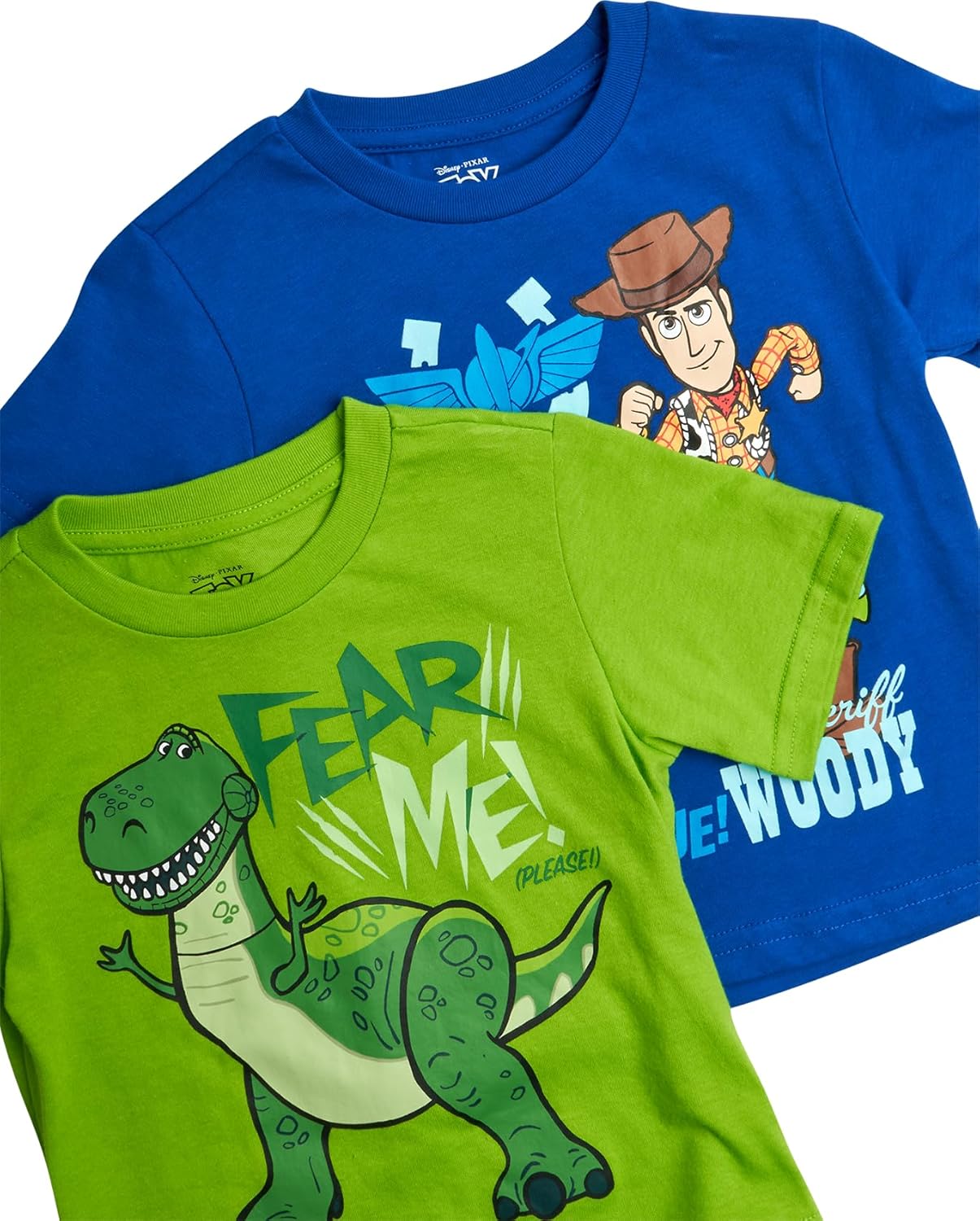 Disney Toy Story Boys Shirts - 2 Pack Buzz Lightyear Woody Rex Long & Short Sleeve Boys Graphic Tees for Toddler Kids (2T-7) - Image 3