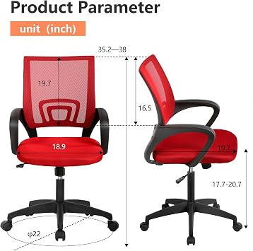 PayLessHere | Office Chair | Red | Pack of 2 | with Lumbar Support