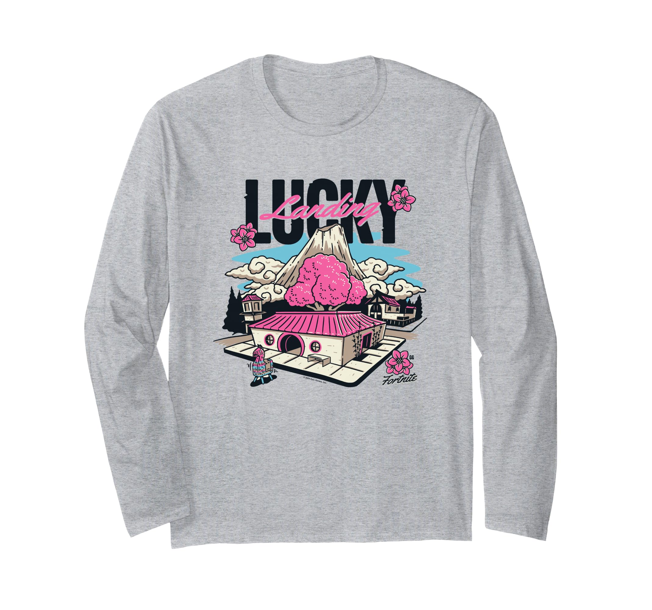 Fortnite Lucky Landing Pink Island Big Chest Poster Long Sleeve T-Shirt