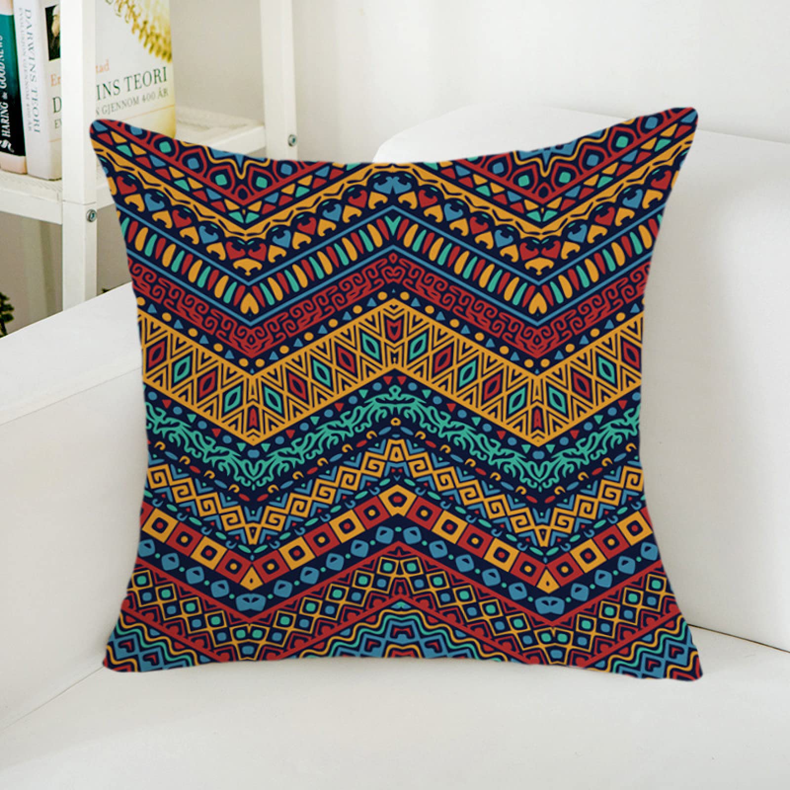 Kinde Cuscini per Divano Polvere Bianca Blu Cuscino 45x45 Morbido Lino Copricuscini Divano Traspirante Cuscini Divano Lavabile Cuscino Divano Durevole Federe Cuscini Cerniera Nascosta 45x45cm/1 Pcs