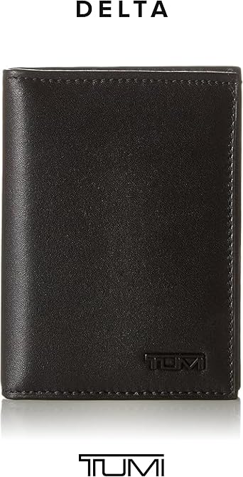 TUMI - Delta L-Fold Wallet with RFID Lock - Slim Bifold Leather Wallet - ID Window & Card Slots - Premium Gift Box - 4 x 3 - Black