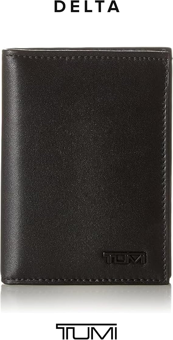 TUMI - Delta L-Fold Wallet with RFID Lock - Slim Bifold Leather Wallet - ID Window & Card Slots - Premium Gift Box - 4 x 3 - Black