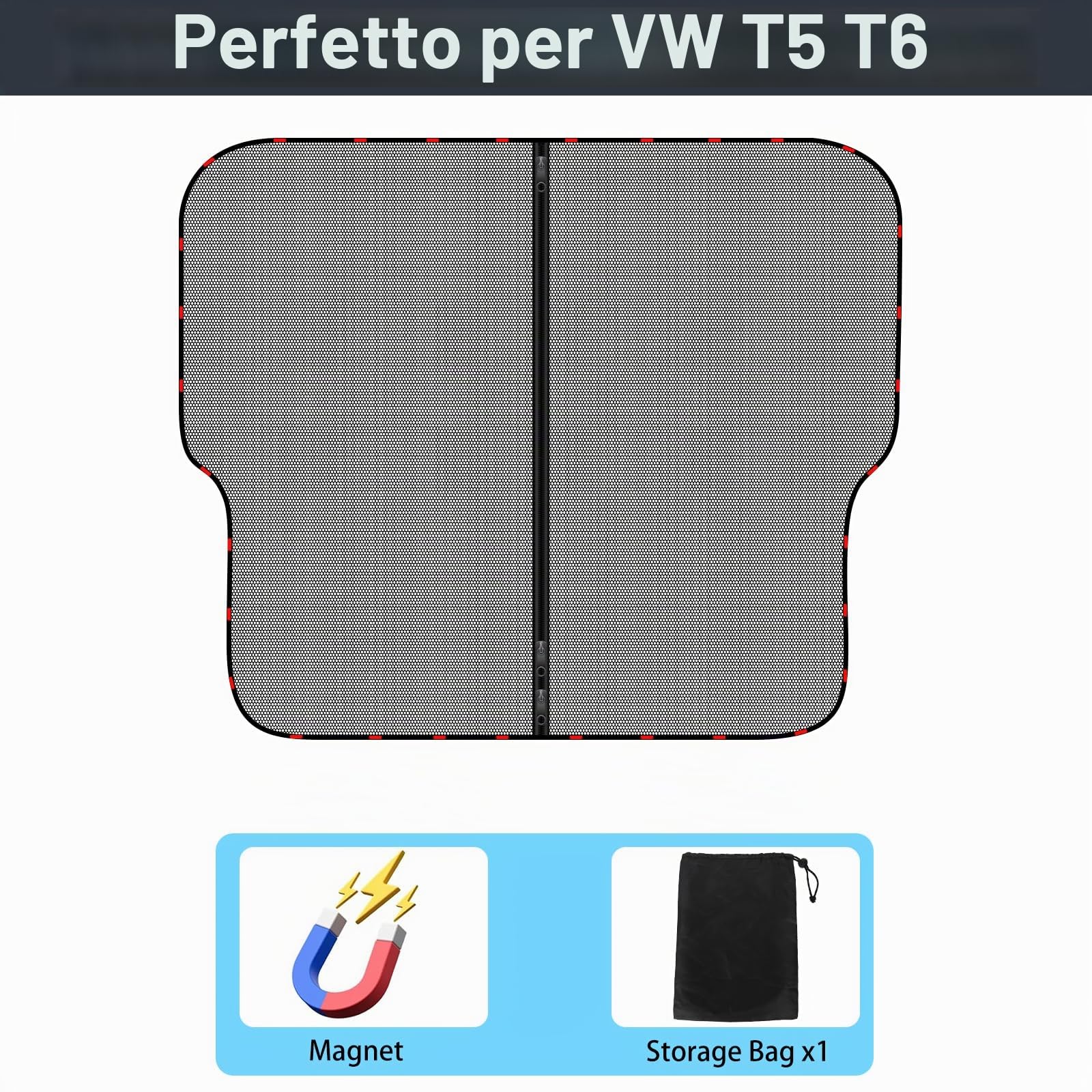 ZATOOTO Portellone Posteriore Per Auto Zanzariera Per VW T5 T6, Tenda Parasole Auto Magnetica Rete Anti-Insetti, Protezione Solare Zanzariera Porta Viaggi in Campeggio