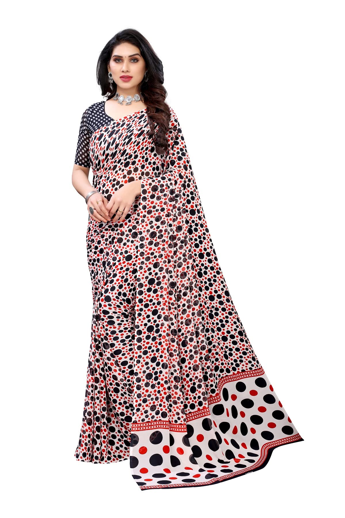 Sari indien en georgette imprimé fluide ajustement sur mesure - 4