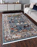 Vista 9 de Unique Loom Narenj Collection - Alfombra de área Birmingham (octágono de 5 pies 1 pulgada, azul/borgoña)