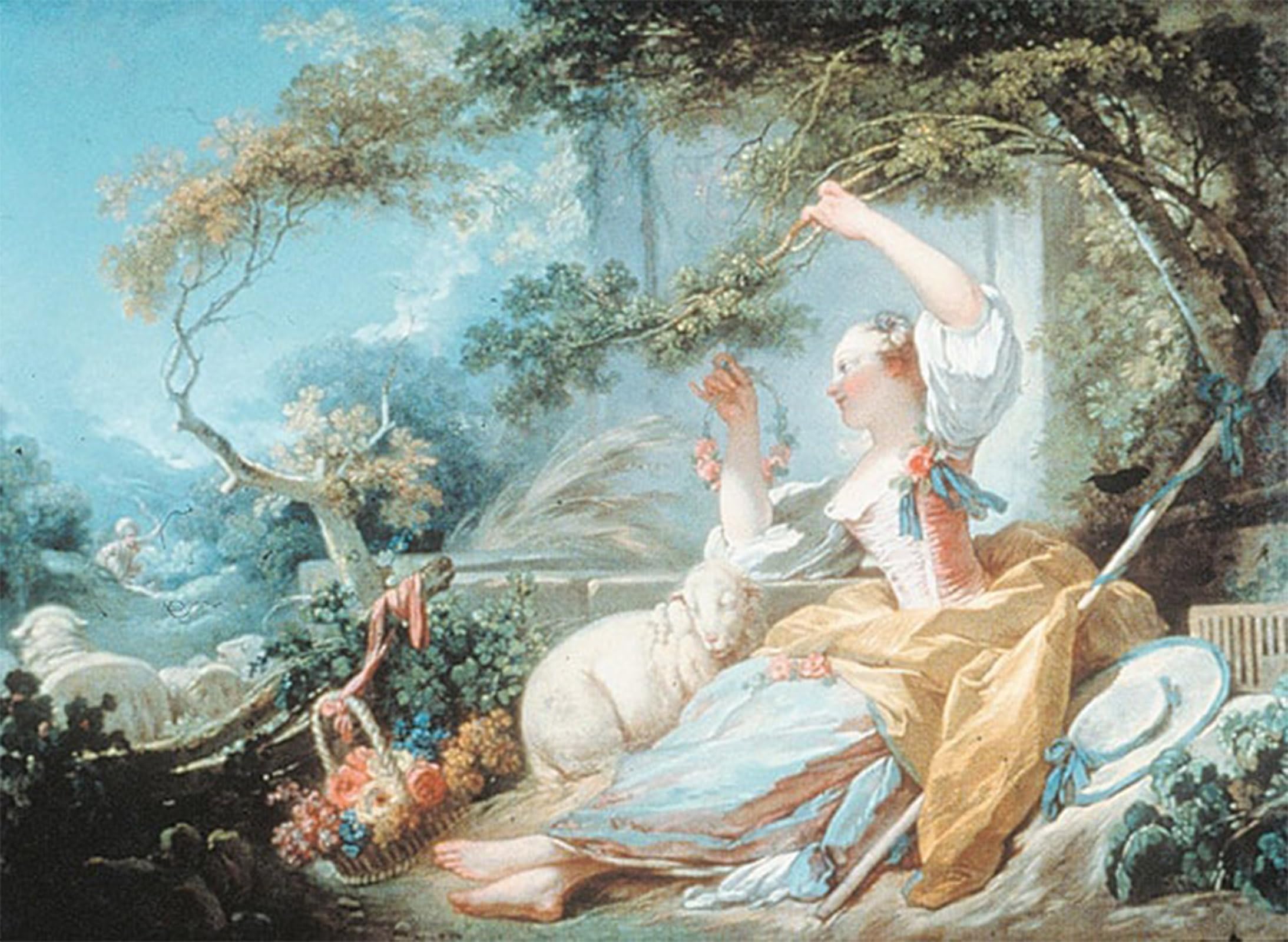 SERENDIPITP Retro Picture Poster Wall Art Pictures Painting Shepherdess by Jean-honore Wall Art Canvas Print for Wall Decor 60x90cm