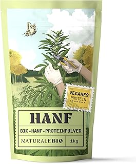 NaturaleBio Hanfproteinpulver Bio 1000 g. Veganes Proteinpulver. Glutenfrei, ohne Zucker, Keto und Vegan Protein. Hergestellt aus zertifizierten biologischen Hanfsamen. Organic Hanfprotein. (1er Pack)