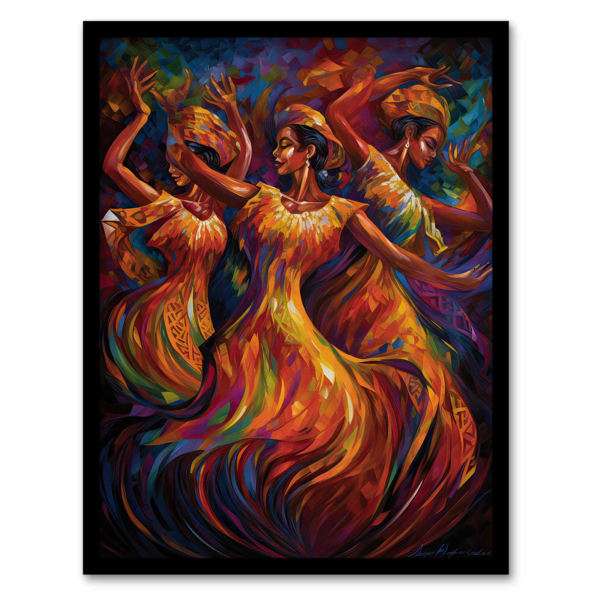 Artery8 Latino Salsa Music Abstract South America Colourful Bright Bold Painting Rhythm Body Energy Theatre Arts Artwork Artwork Framed Wall Art Print A4