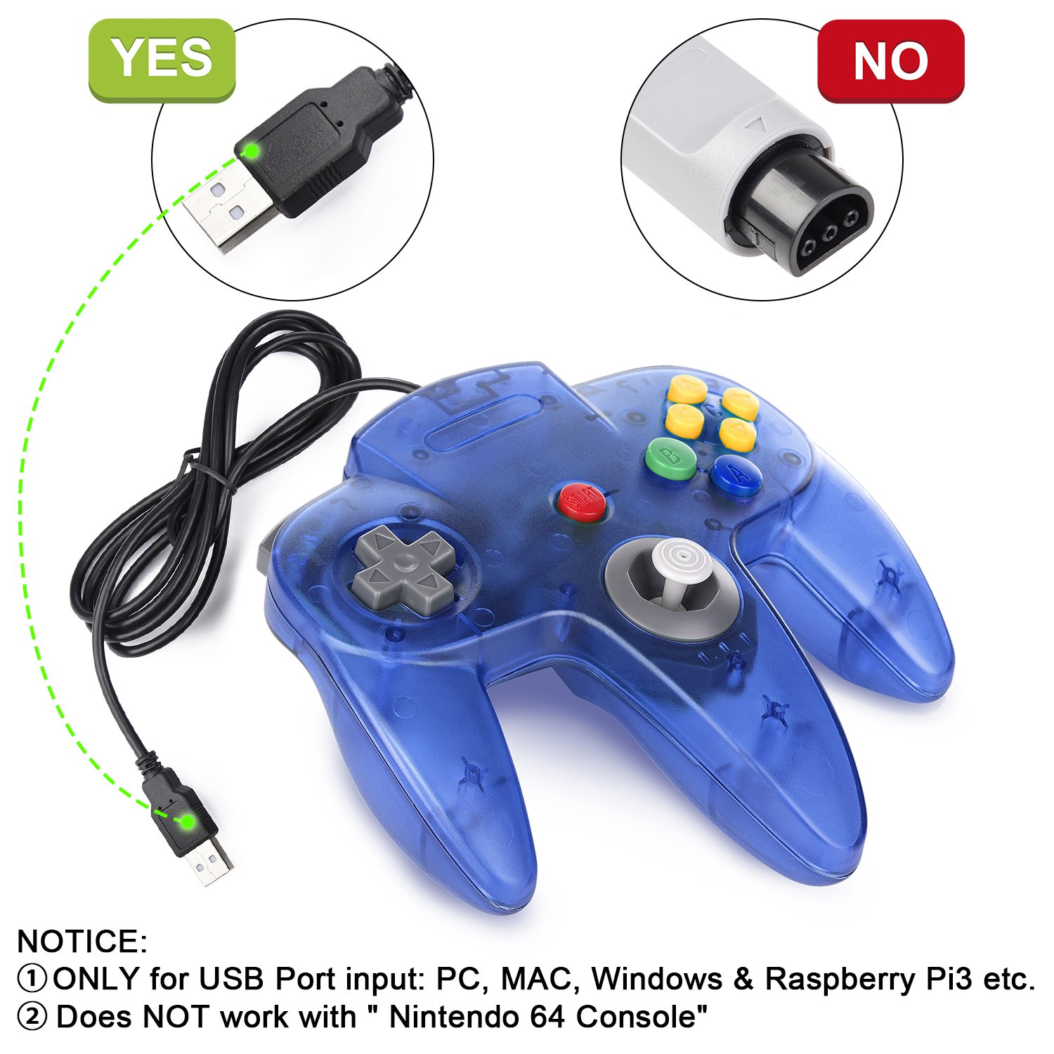 miadore 2 Pack N64 USB PC Controller,Plug & Play | Compatible with