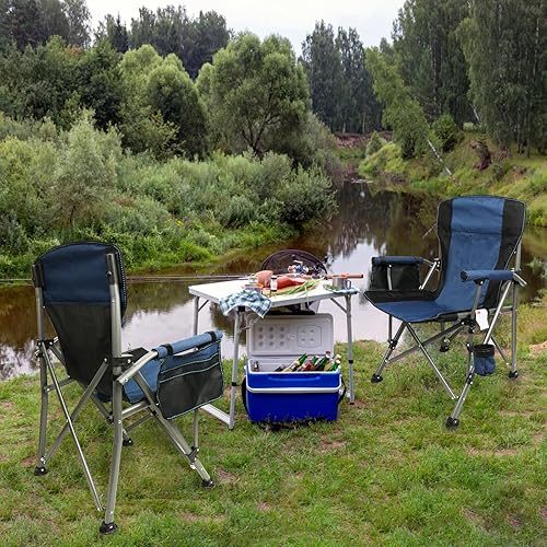 Miniatura 2 de Silla de Campamento para Adultos de Servicio Pesado, Sillas Portátiles para Patio y Césped al Aire Libre, Soporta 350 Libras, Respaldo Alto
