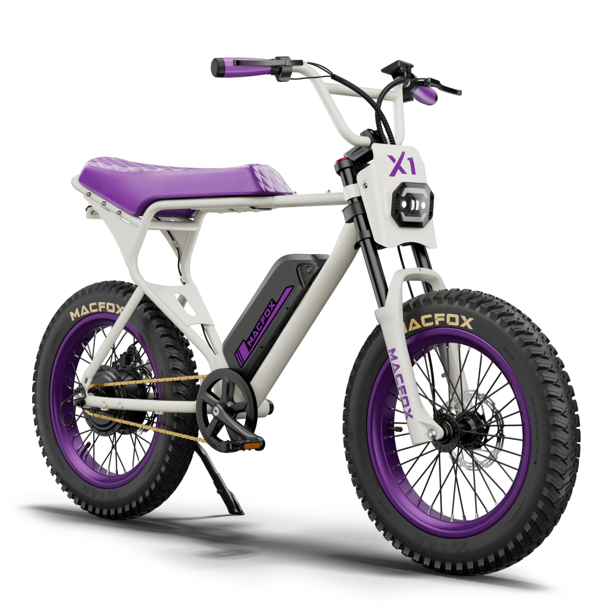 MACFOX Electric Bike for Adults Wheelies with 750W/500W Motor and 48V Ebike Battery, 20" Fat Tire Electric Dirtbike with Dual Disc Brakes and Shock Absorbers for Mountains, Road (US Warehouse)