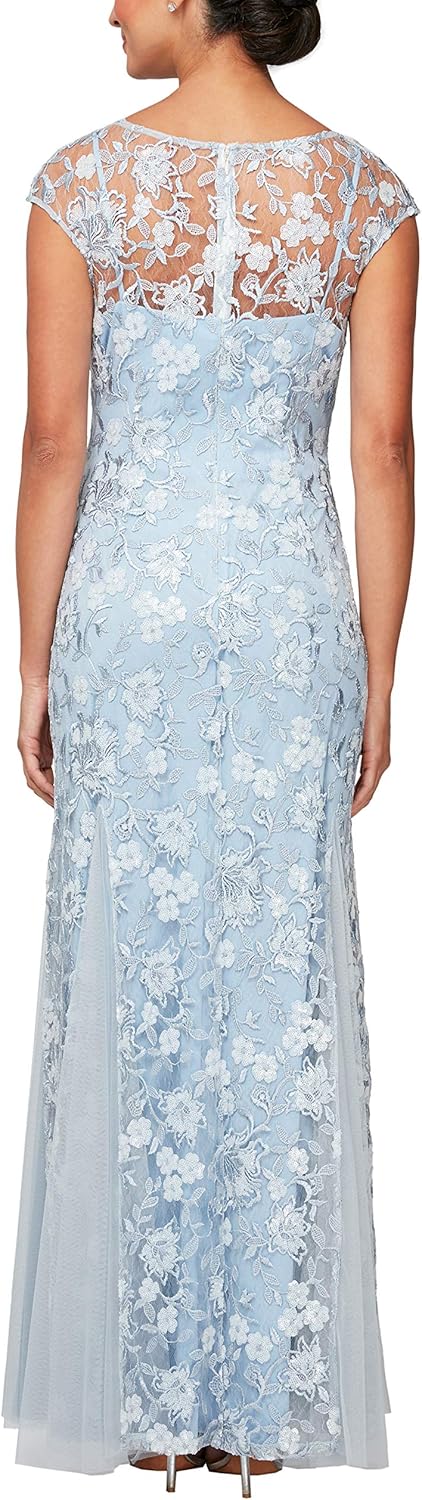 Alex Evenings Women's Long Fit and Flare Mother of The Bride Dress with Godet Detail (Petite and Regular Sizes)
