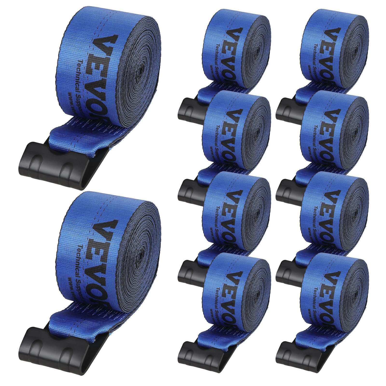 VEVOR Truck Straps, 4" x30' Heavy Duty Tie Down w/Flat Hooks 18,000lbs Break Strength, WLL# 6000lbs, Cargo Straps Tie Down for Flatbeds, Trucks, Trailers, Farms, Rescues, Tree Saver, Blue(10 Pack)