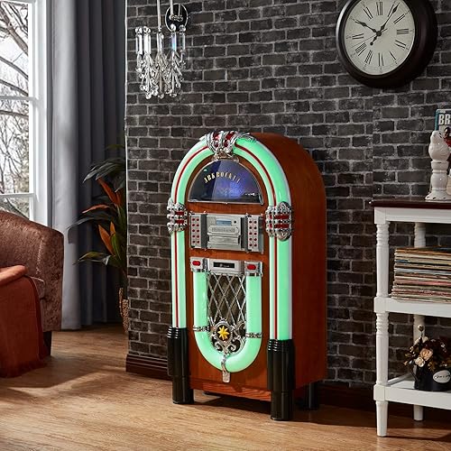 Miniatura 5 de Arkrocket Taurus II Jukebox Centro de entretenimiento de tamaño mediano Reproductor de discos de vinilo Bluetooth, tocadiscos Reproductor de CD,