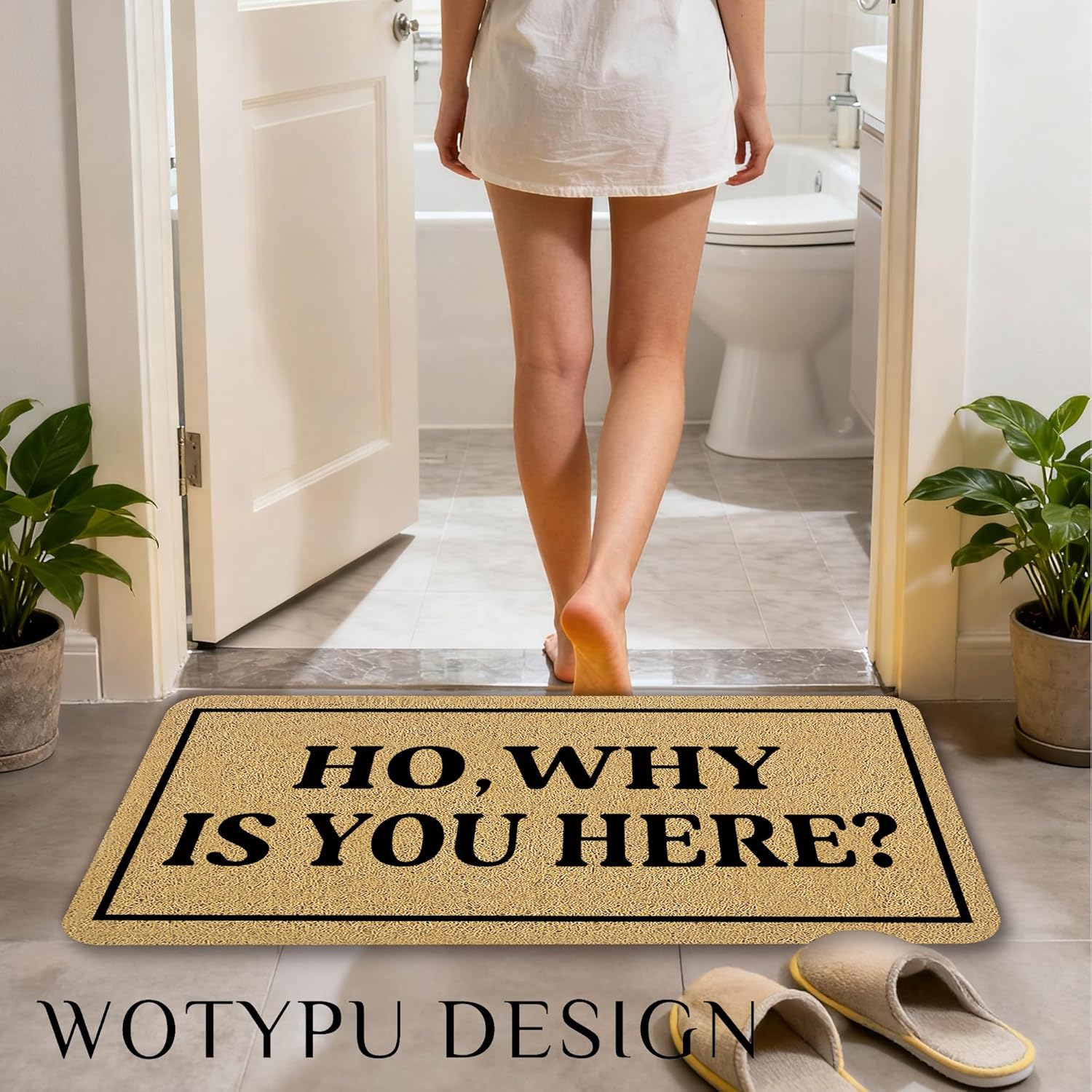 Funny Door Mat, Funny Welcome Mats for Front Door, Ho Why is You Here Doormat Outdoor Indoor Entrance Entryway, 17X30 Inches