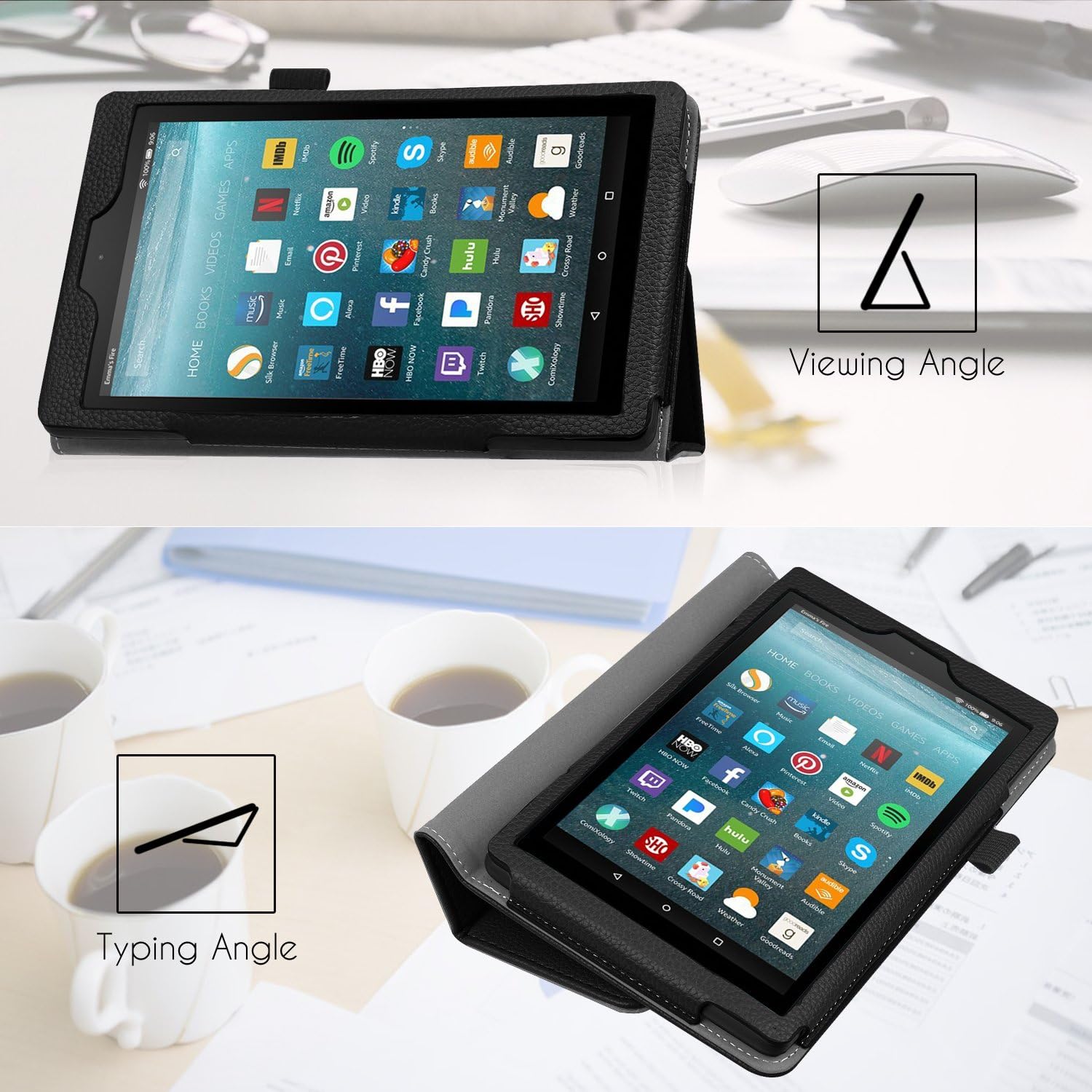 Famavala Folio Cover For 7-Inch Fire 7 Tablet [5th Generation 2015 / 7th Generation 2017], Black image 5