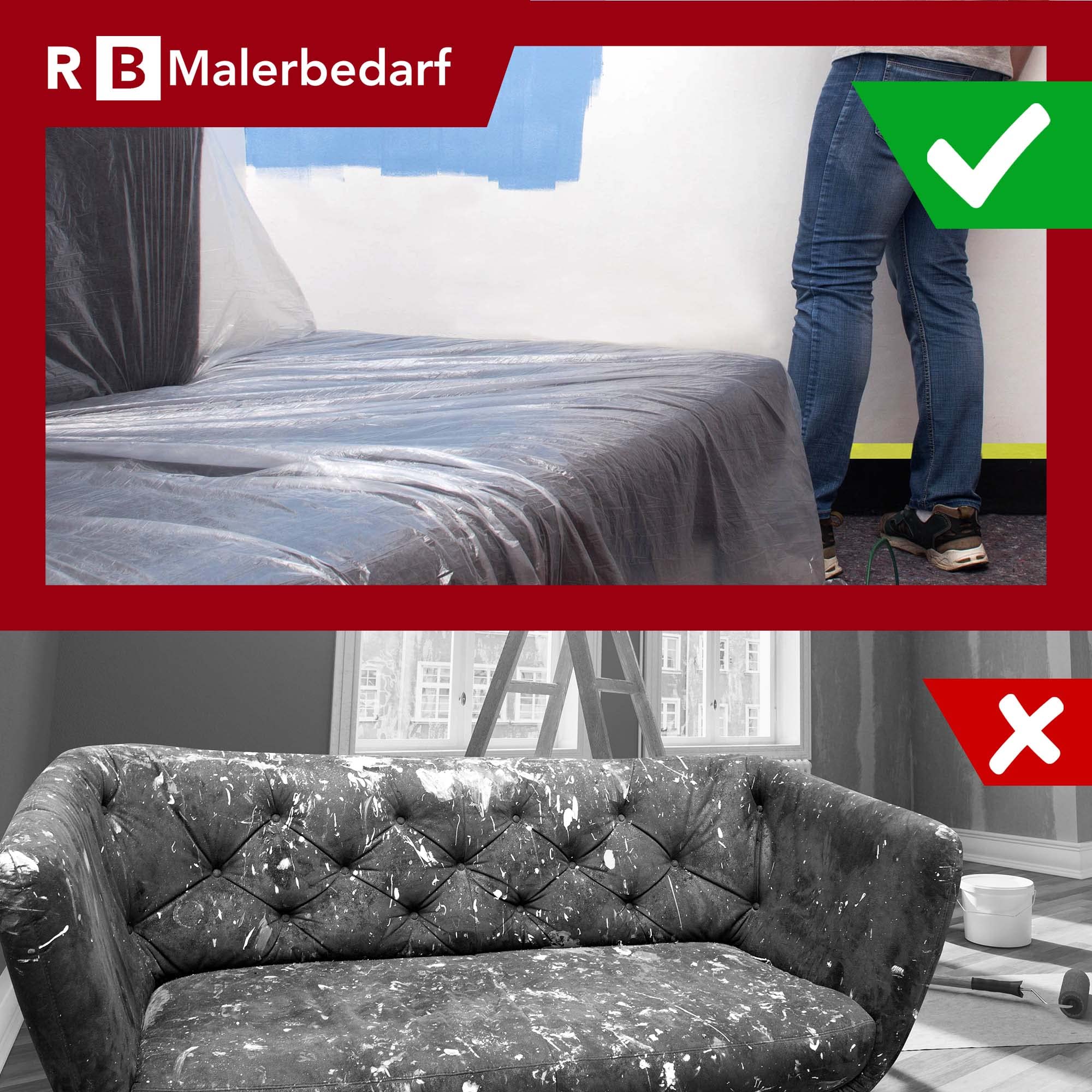 8 x Folia Malarska 4 x 5 m, Plastikowa Do Mebli i Okien, Kompleksowa Ochrona Przed Kurzem i Farbą, Idealna Do Prac Malarskich, Mocna Plandeka 160 m²