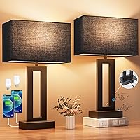Vista 8 de Juego de 2 lámparas de mesa de noche para dormitorio, lámpara de noche táctil con USB C+A, lámparas de sala de estar regulables de 3 vías para mesas