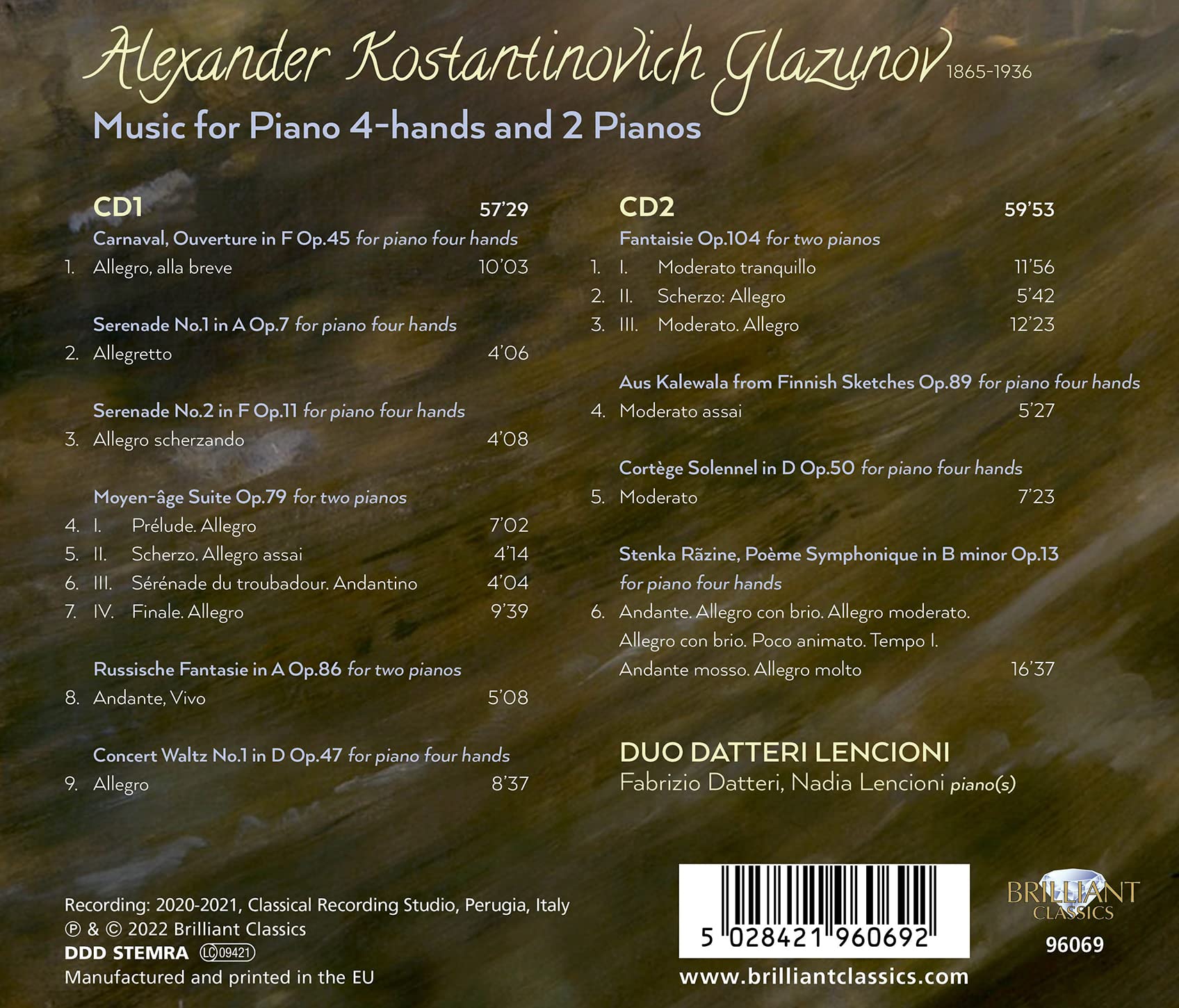 Glazunov: Music for Piano 4-hands and 2 Pianos