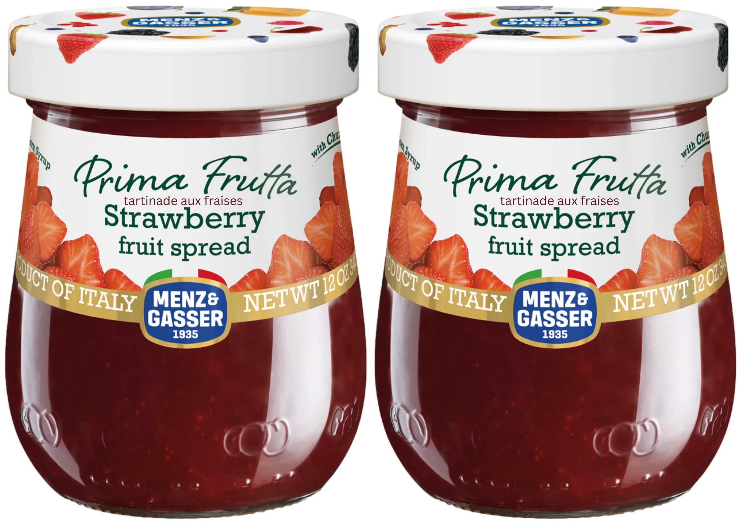 VALUBNDL: Menz & Gasser Italian Strawberry Jam (2-Pack) – 500ml Total (Two 250ml Jars) – Premium Fruit Spread Confiture – VALUBNDL Signature Bundle - 2