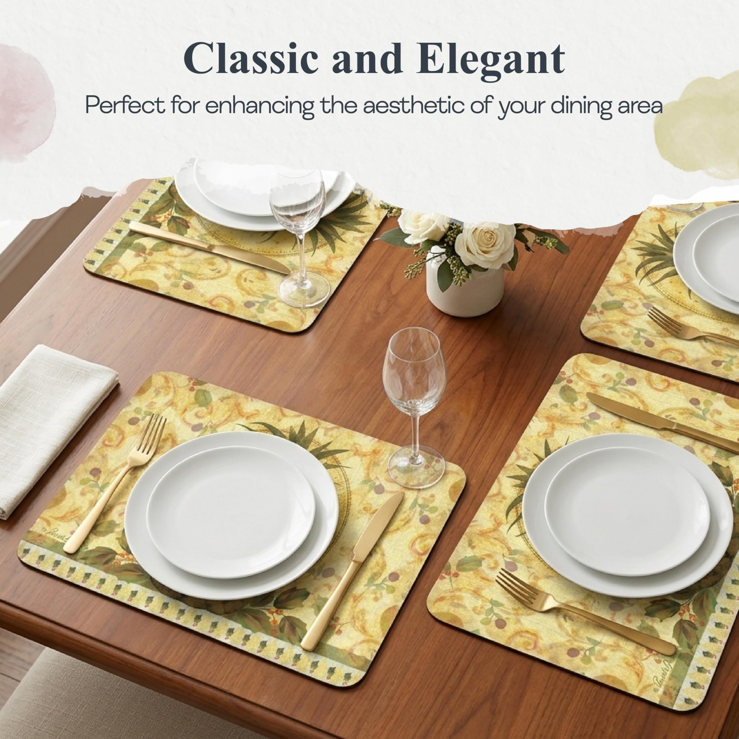 Amazon.com: Pimpernel Golden Pineapple Collection Placemats | Set