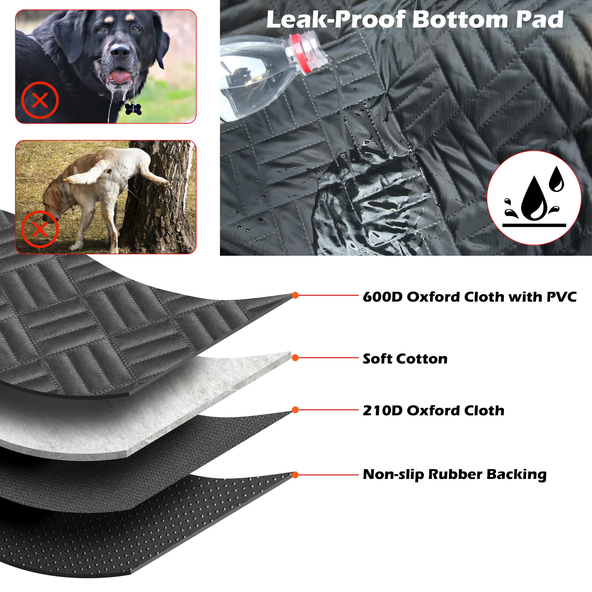 Arcoche Funda de asiento de coche para perro, hamaca resistente al desgarro para asiento trasero de coche, carga máxima de 195 kg, parte inferior dura, extensor impermeable para mascotas con ventana