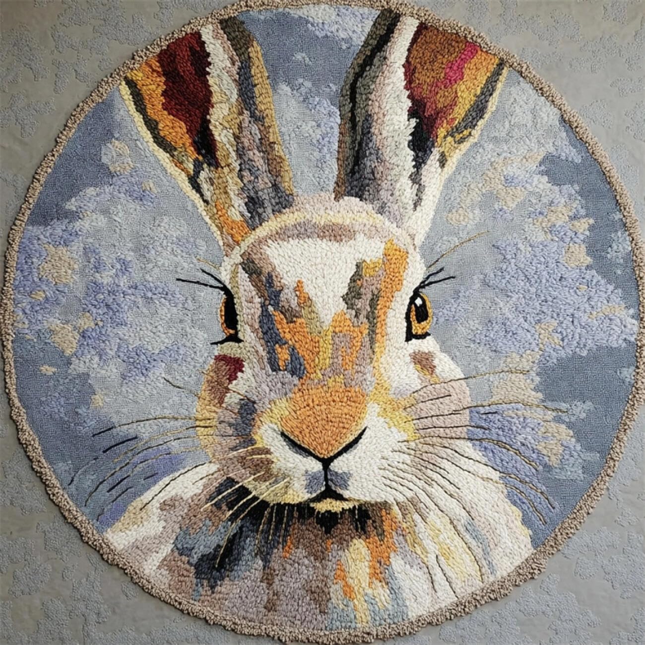 Kitquiver Latch Hook Rug Kits Rabbit Portrait 80x80cm