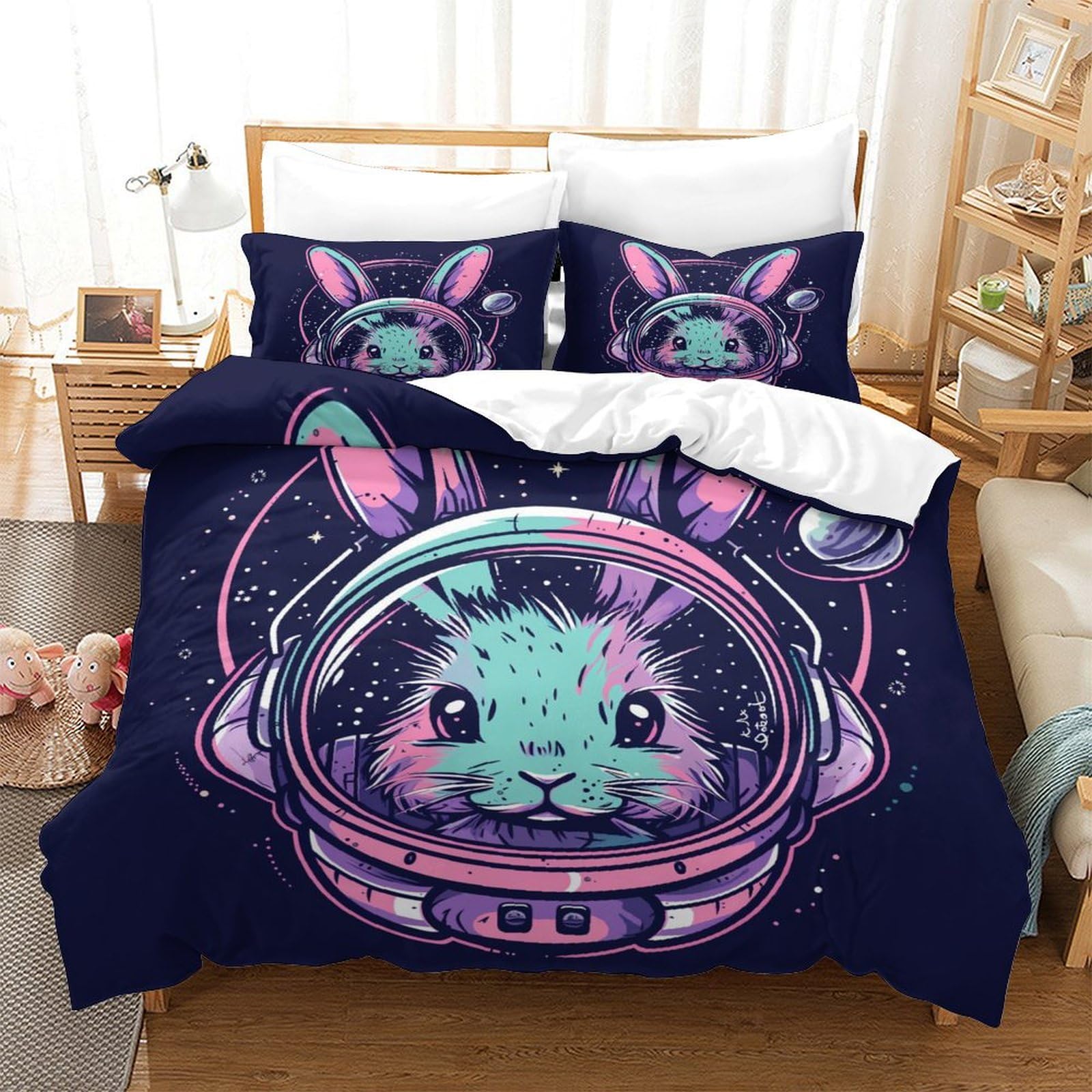 Housse de couette lapin de l'espace 3D pour transformer la chambre d'enfant