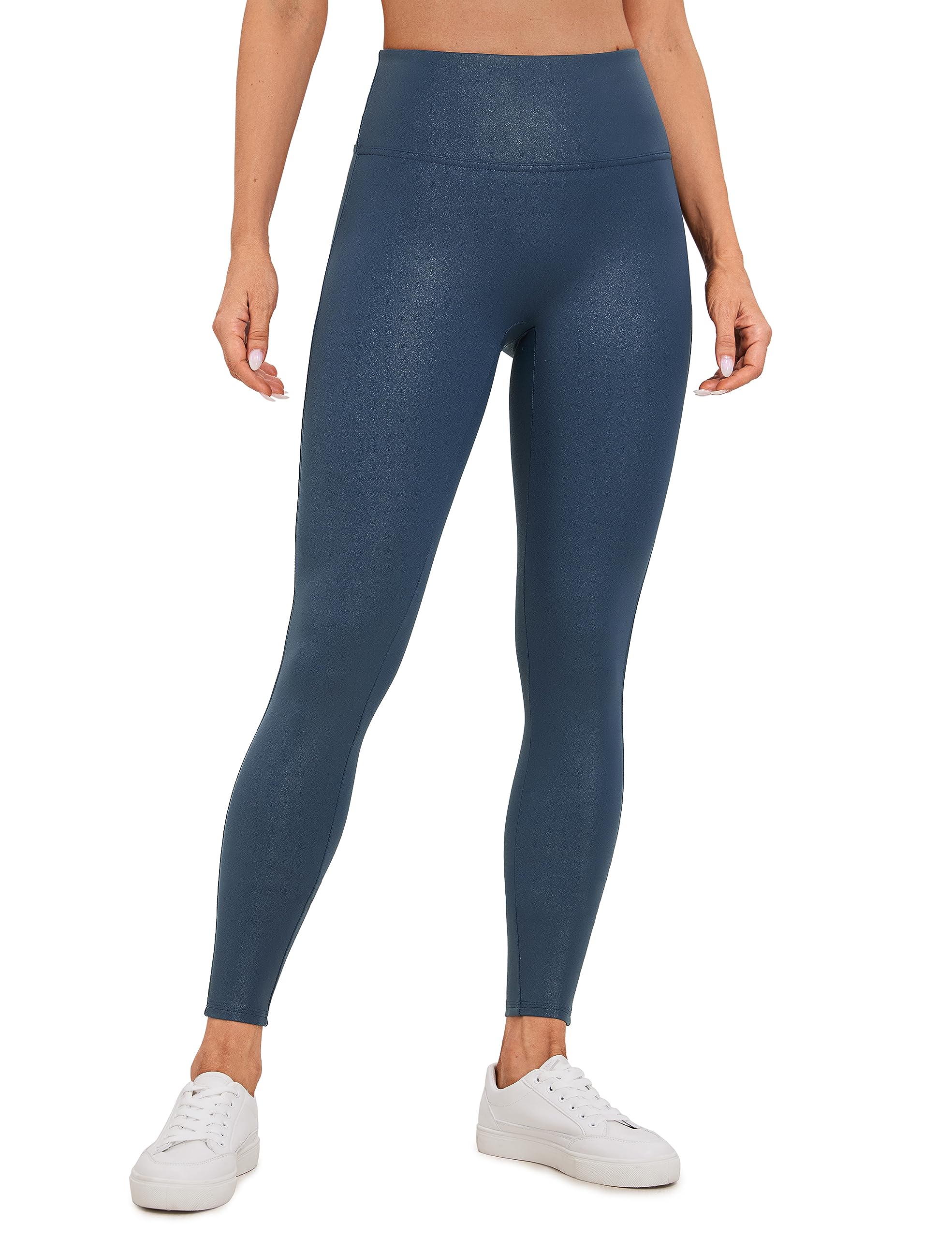 CRZ YOGA Women's Butterluxe Matte Faux Leather Leggings - 26.5''/28'' No Front Seam High Waist Stretch Gym Leggings Pleather Pants