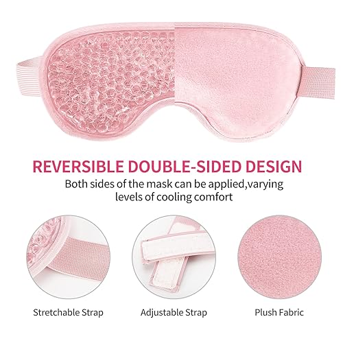 Miniatura 3 de 2 máscaras de gel reutilizables para terapia fría y caliente, máscara de ojos de gel para hinchazón, ojeras, bolsas de ojos, ojos secos, dolores de