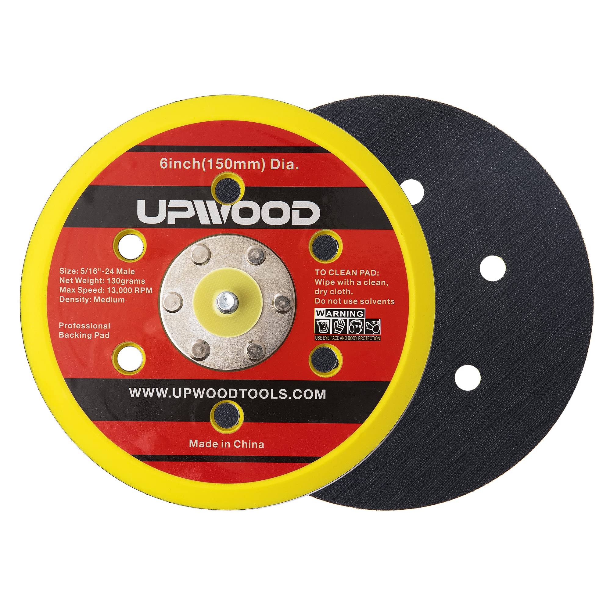 2 pcs 6 in 6 Holes Hook and Loop Backing Pad for Air Sander Polisher, 5/16"-24 Thread Max 13000RPM DA Sanding Pad