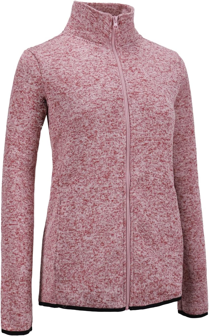Dolcevida Women's Long Sleeve Sweater Fleece Zip Up Speckled Jacket with Pockets - Image 2