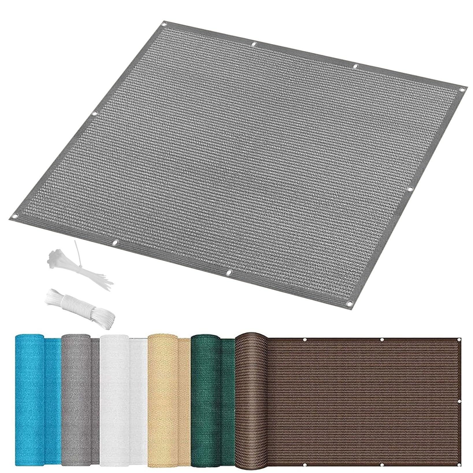 KLGFBDC HDPE Sun Shade Sail 460x460 cm UV Resistant with Grommets Waterproof Air Permeable Canopy for Garden Balcony Patio Light Gray