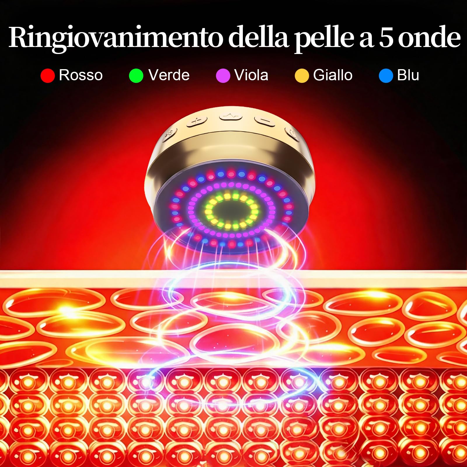 Ms.W Cintura massaggiante EMS, stimolatore per Addominali e tonificatore Muscolare con 4 modalità, Diversi Livelli di intensità, impacco Termico e luci Colorate, per Uomini e Donne