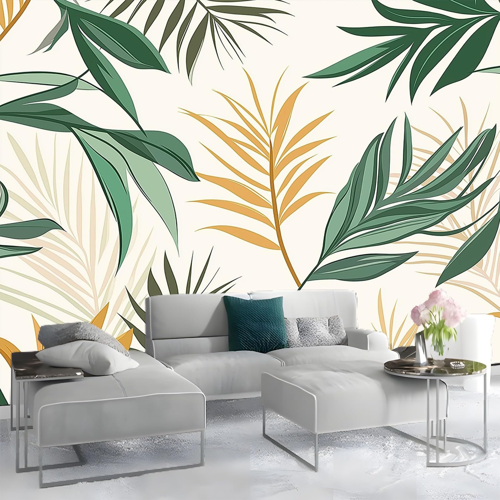 Samoprzylepna tapeta, proste linie, wzór liści, struktura, fototapeta, kamień, wodoszczelna, nowoczesna, 250 x 175 cm, tapeta ścienna, kremowa, do kuchni, sypialni, salonu, ściany