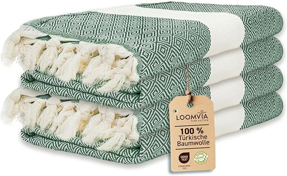 4l  paket -%100 Pamuk Pe tamal 100x180 cm, Havuz ve Plaj Havlusu, Spor Havlusu, H zl  Kurur ve Koku Yapmaz, Emici, Hafif ve Kompakt, ye il