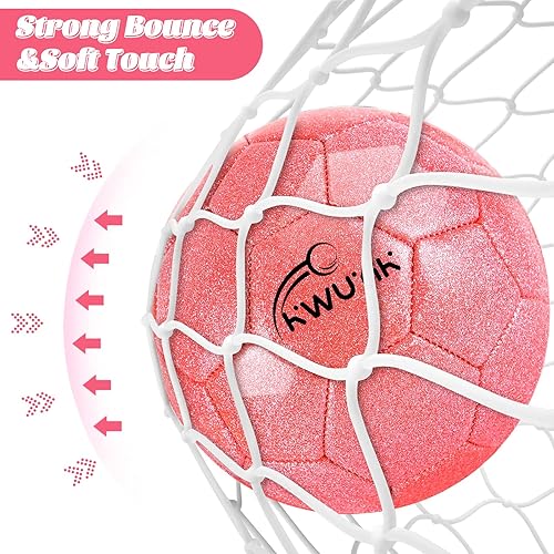 Miniatura 5 de Tamaño 3, 4, 5, juego de pelota de fútbol con purpurina, rosa, dorado, morado, con inflador, pelota de fútbol para niños de 3-6, 6, 8, 8-12, pelota