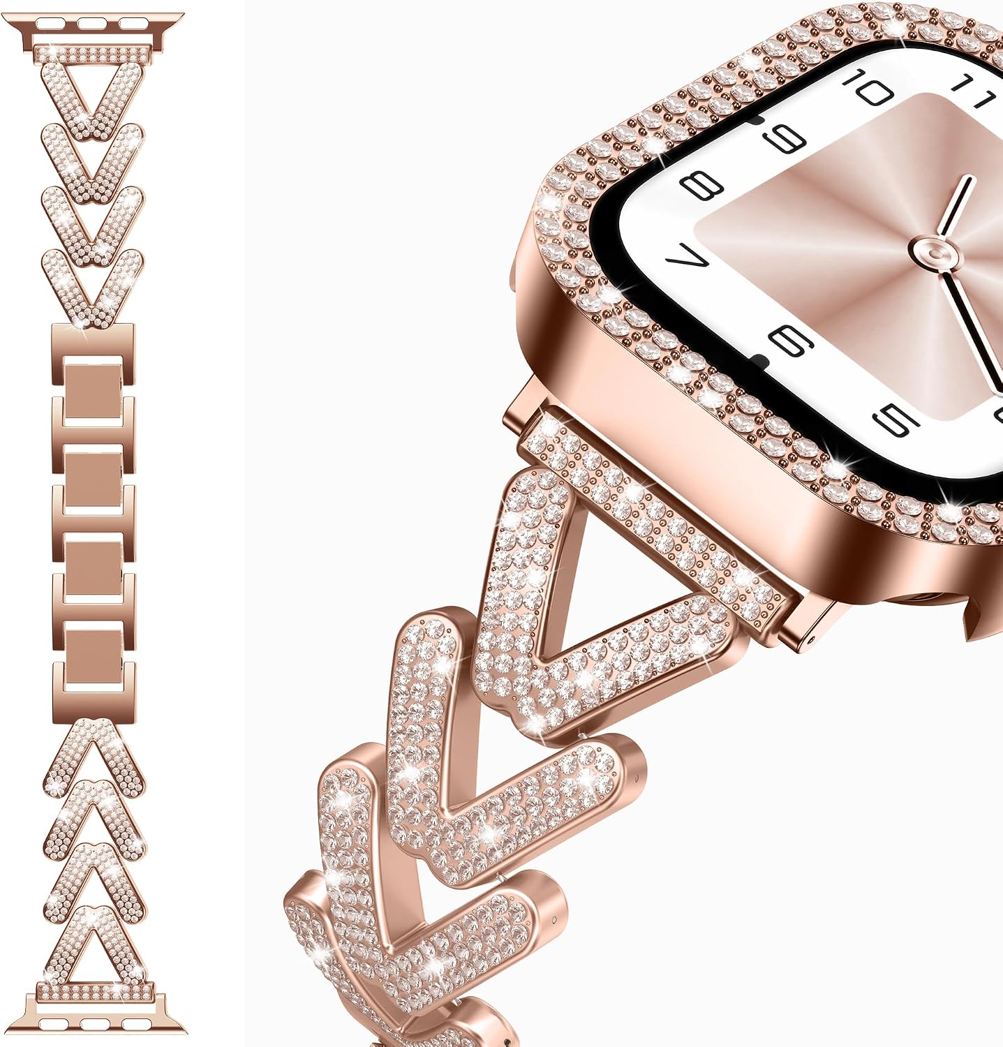 Diamond Bling Band with Case Compatible with Apple Watch bands for Women image 5
