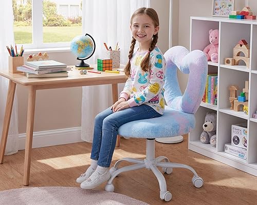 Miniatura 30 de Silla de escritorio moderna con diseño de gato para niños, cómodas sillas de escritorio pequeñas y mullidas para niñas y niños, silla giratoria