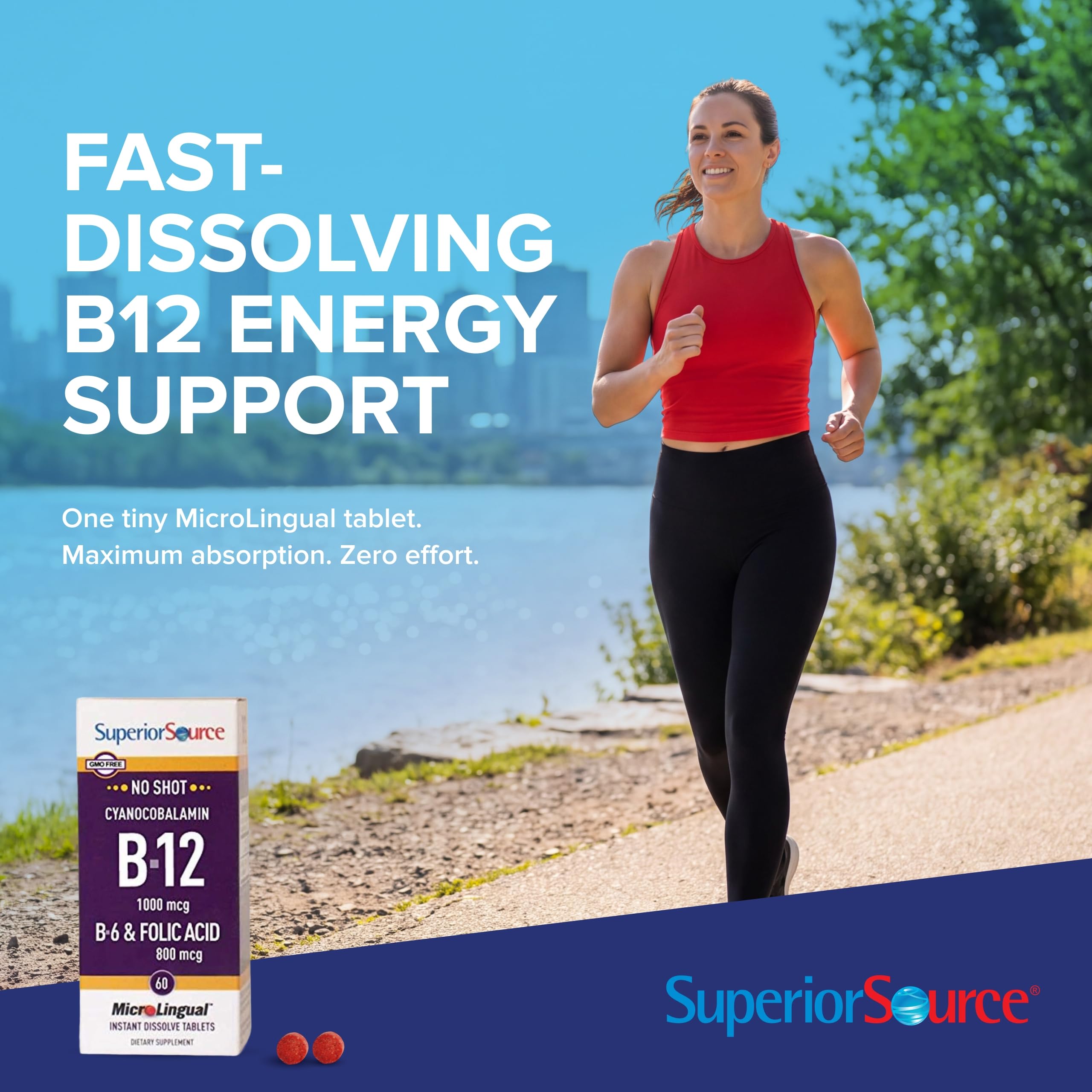 Superior Source No Shot B-12 1,000 mcg, B-6, Folic Acid 800 mcg, 60 Ct — Amazon image 2