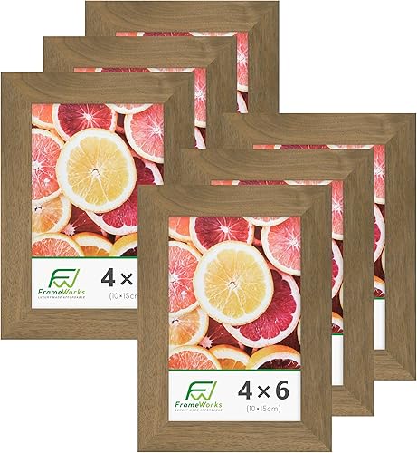Vista 99 de FrameWorks Marcos de fotos clásicos de madera de 12 x 16 a 8 x 12 pulgadas con vidrio templado, roble dorado, paquete de 6