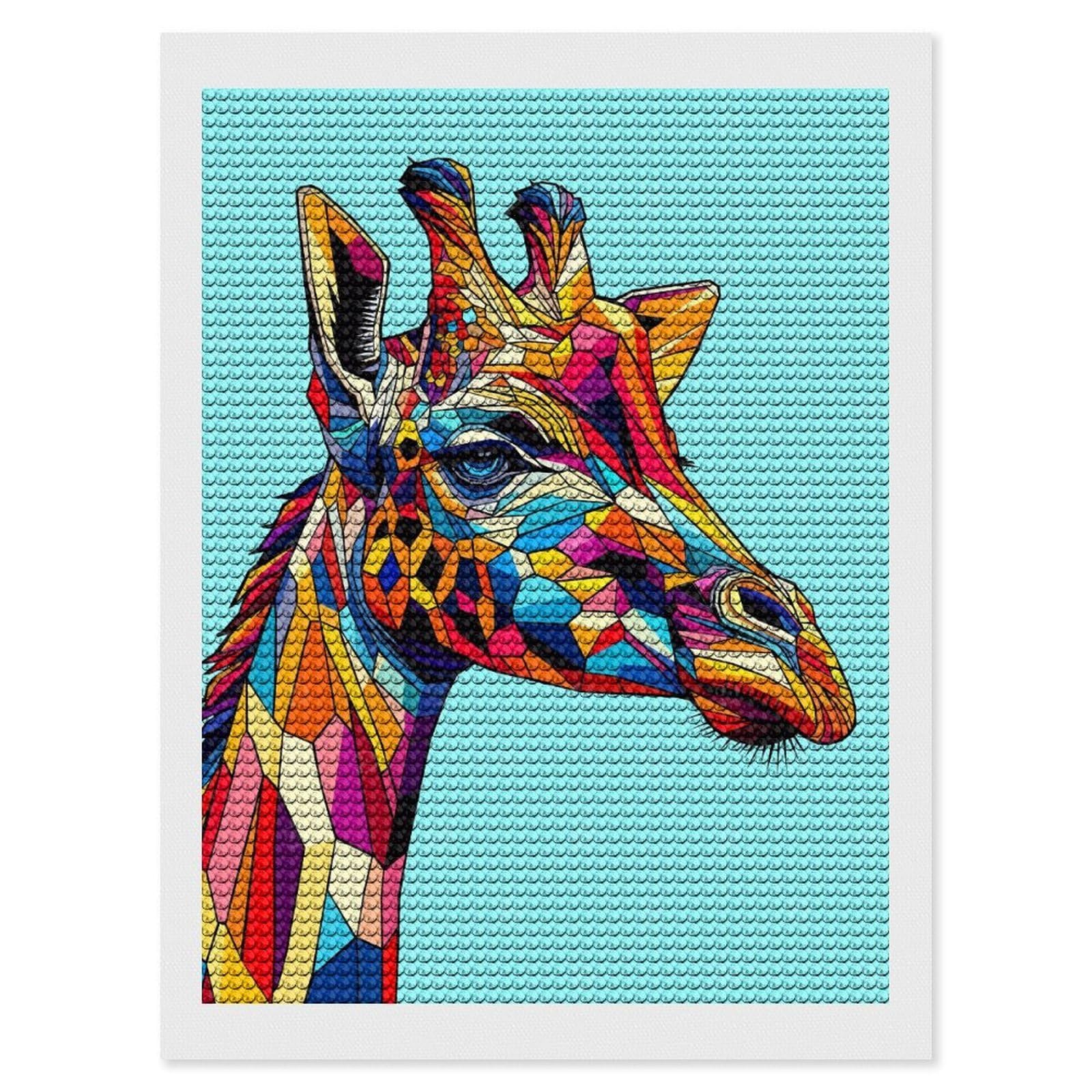 Junmoney Giraffe WPAP Pop Art Diamond Art Canvas 12"x16", for Teens, Nice Detail and Sparkle, Farmhouse Decor, Festive Craft Gift, Easy to Enjoy
