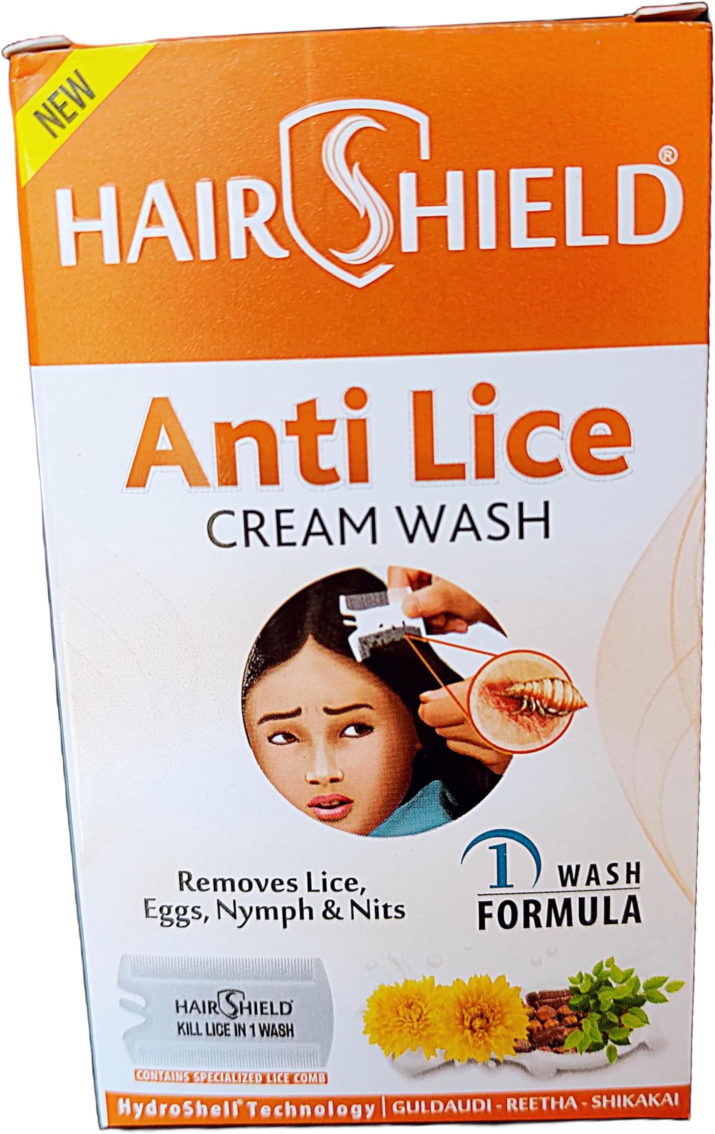 Hair shield Anti Lice Cream Wash 30ML | Pack of 6 | Made with Guldaudi, Reetha & Shikakai | Effective for Kids, Men & Women | 1 Wash Formula