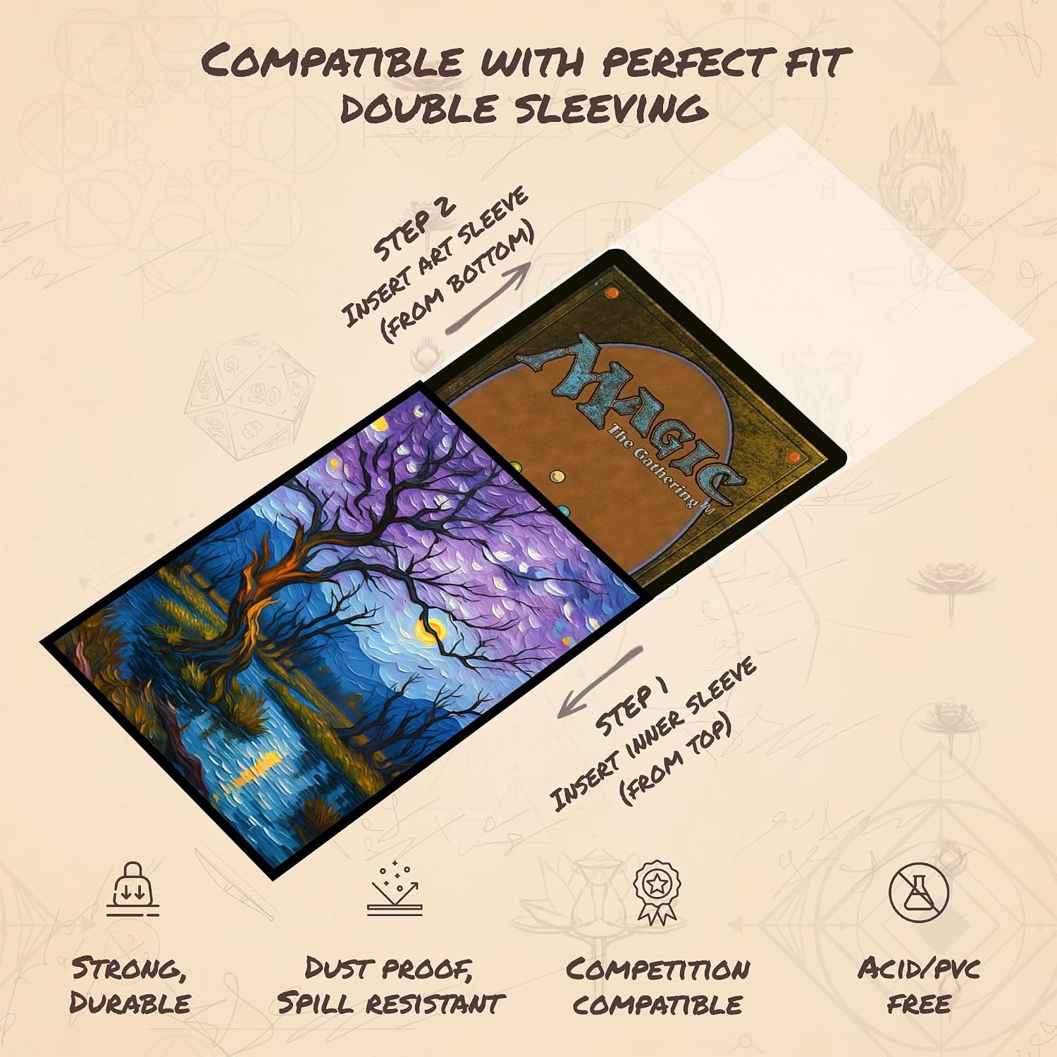 Van Gogh-Style Swamp 1 MTG Card Sleeves (Smooth) - 104 Count Standard Size TCG Sleeves - Compatible with Magic The Gathering - Double Sleeving - Original Art Design, Premium Protection