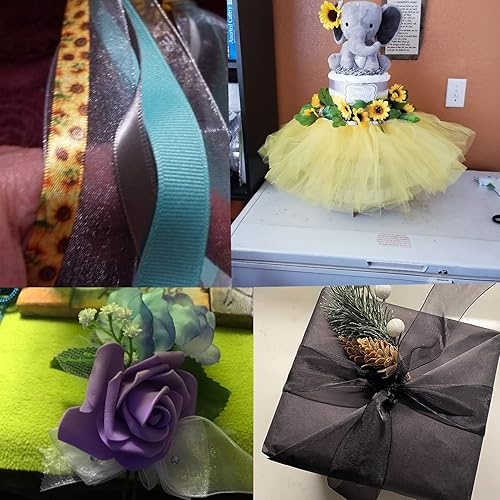 Miniatura 6 de FAYADA Cintas transparentes de organza transparente, juego de cintas de gasa para el día de Pascua, San Valentín, Navidad, boda, regalo, envolver