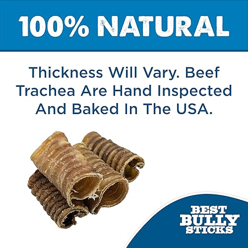 Miniatura 3 de Best Bully Sticks All Natural USA - Masticables masticables de traquea de carne de res prémium horneados y empaquetados sin granos 100 carne de res