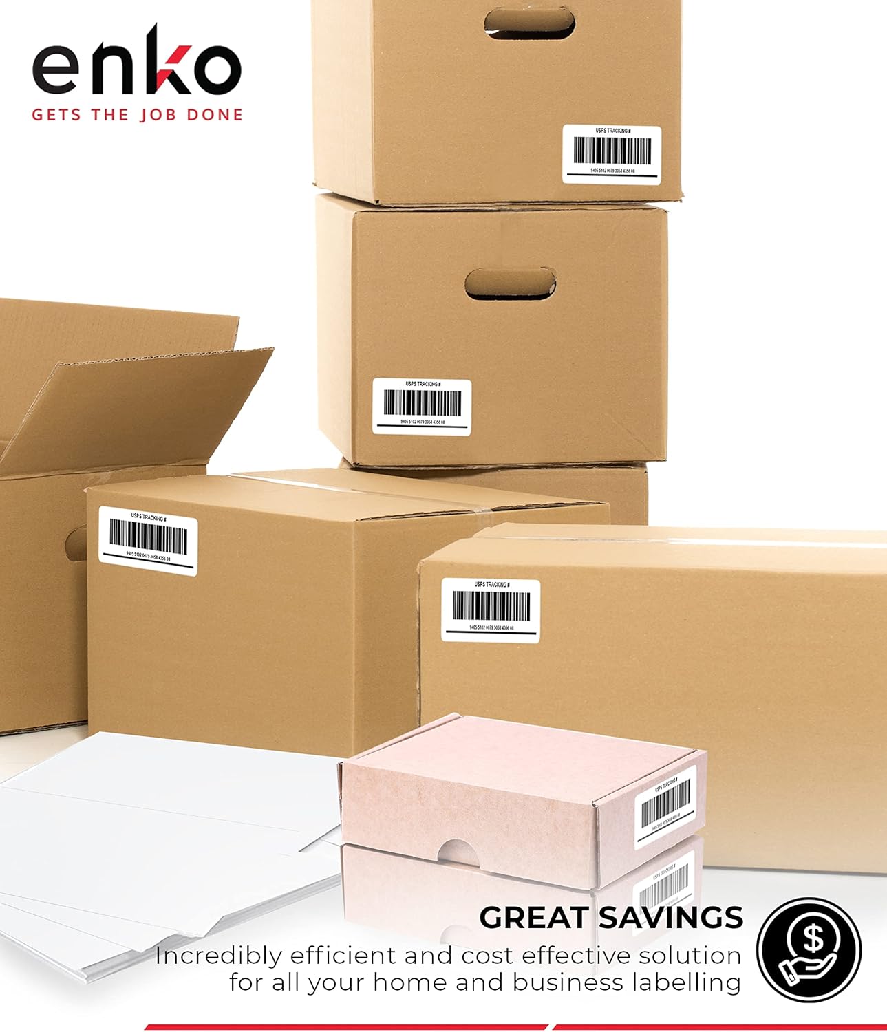 enKo 5-1/2 x 8-1/2 Inch Label - White Blank - 2 Per Sheet Half Shipping Labels for Laser Inkjet Printer (500 Sheets, 1000 Labels)