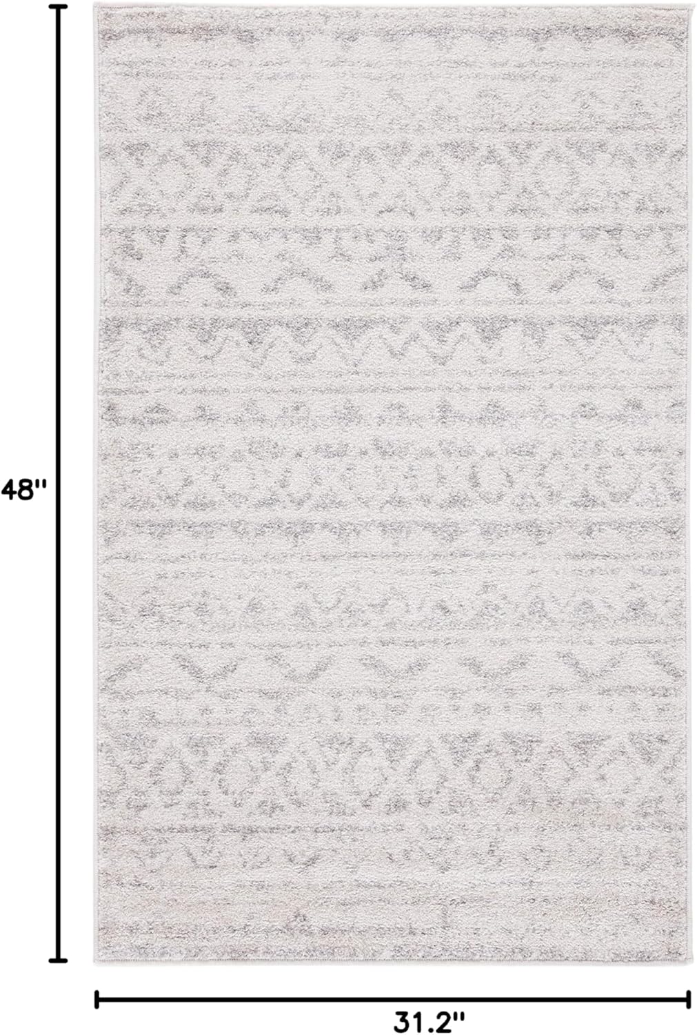 SAFAVIEH Adirondack Collection Accent Rug - 2'6" x 4', Ivory & Silver, Moroccan Boho Distressed Design, Non-Shedding & Easy Care, Ideal for High Traffic Areas in Foyer, Living Room, Bedroom (ADR119A)