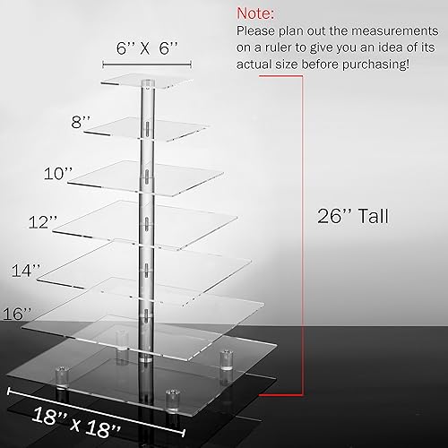 Miniatura 2 de Soporte grande de 7 niveles para cupcakes de vidrio acrílico para fiesta de bodas y torre de postre con patas de barra (7SF)